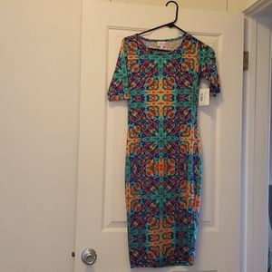 NWT LuLaRoe Julia Midi Dress, Abstract Print, XXS